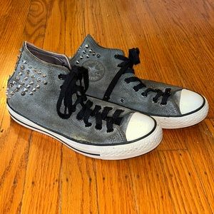 Converse Grey Suede with Silver Spikes High Top Sneakers - Women’s Size 8.5